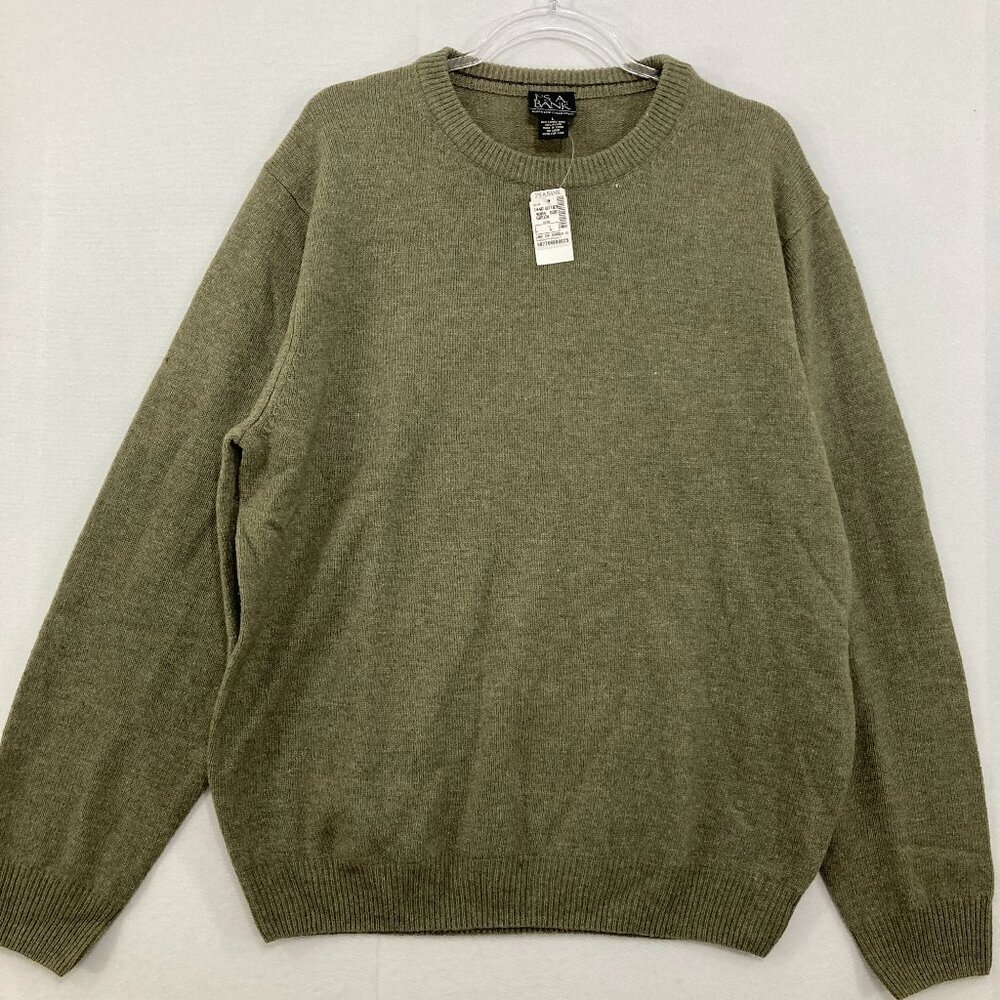 New Jos. A. Bank Men's Large Dark Green Lambs' Wool Crew Neck Cozy Sweater